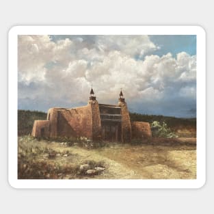 Spanish Mission Oil on Canvas Sticker